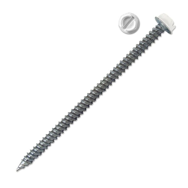 Malco 8X3 White, 1/4 in Slotted Hex Washer Head Sheet Metal Screws, , Zinc Plated, 150PK HW8X3ZWT - main