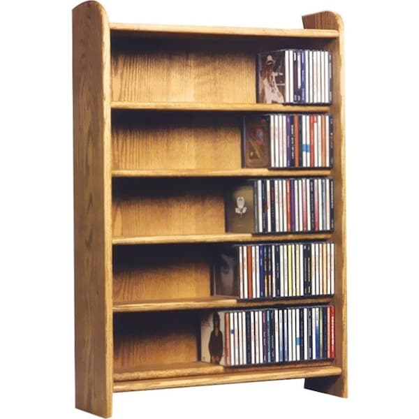 Wood Shed The Wood Shed Solid Oak 5 Shelf CD Cabinet Max. Capacity 330 CD's Honey Oak Finish 502 - main