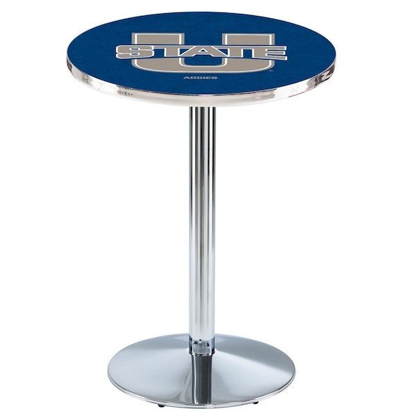 Holland Bar Stool Co 42" Chrome Utah State Pub Table, 36" dia. Top L214C4236UtahSt - main