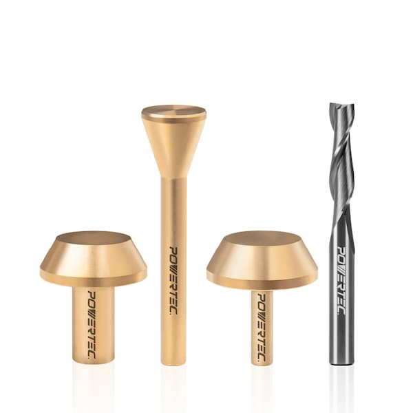 Powertec Up Cut Spiral Router Bit and Router Subbase Centering Pin Set 73059N - main