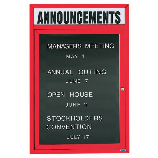 Aarco Outdoor Enclosed Directory w/ Al Frame Header, Powder Coated Red, 36''Hx24''W OADC3624HR - main