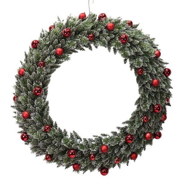 Santas Forest Glitter Wreath, Polyethylene, Battery, Clear Bulb, Hanging Hoop 39022 - main