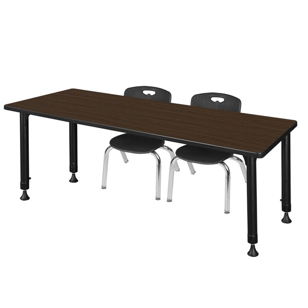 Regency Kee Adjustable Classroom Table W/ 2 Andy Stack Chairs, 66 in W, 24 in L, Neo Walnut MT6624NWAPBK45BK - main