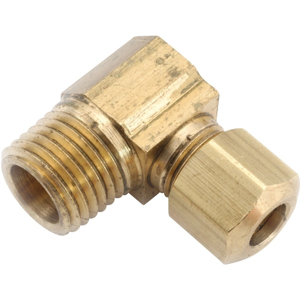 Anderson Metals 1/2'' x 3/8'' Male 90 Deg. Compression Brass Elbow, 1/4 Bend 750069-0806 - main