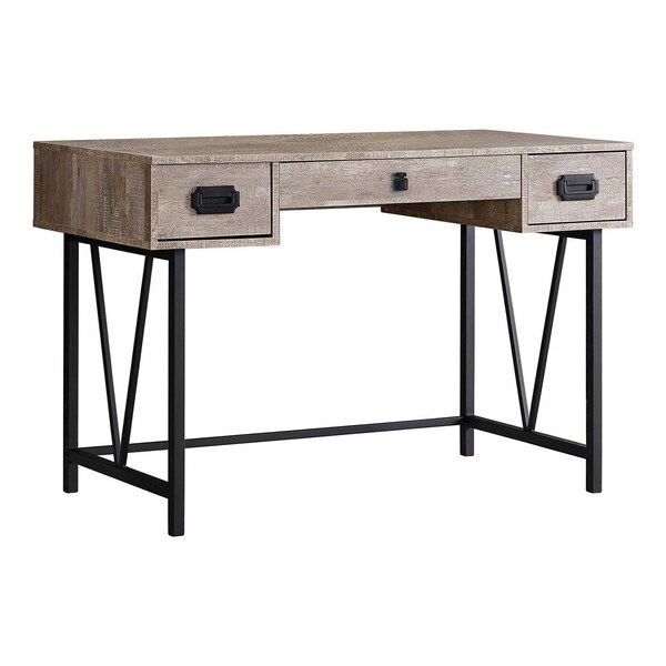 Homeroots 47" Taupe and Black Computer Desk With Three Drawers 333515 - main