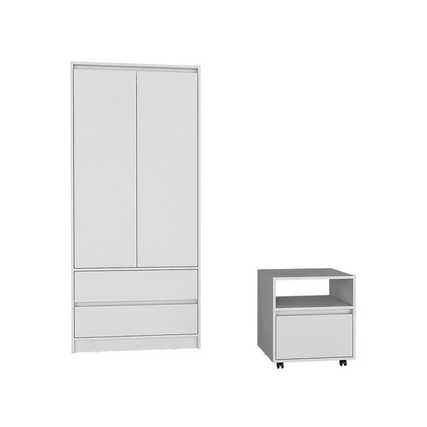 Homeroots Two Piece White Bedroom Set 526356 - main