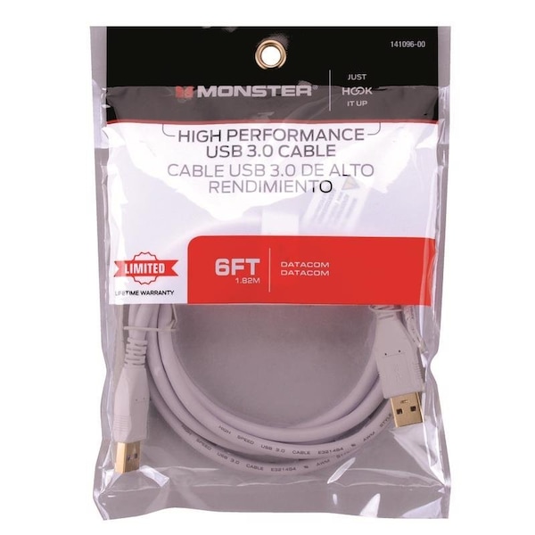 Monster Cable Just Hook It Up 6 ft. L USB Cable 141096-00 - main