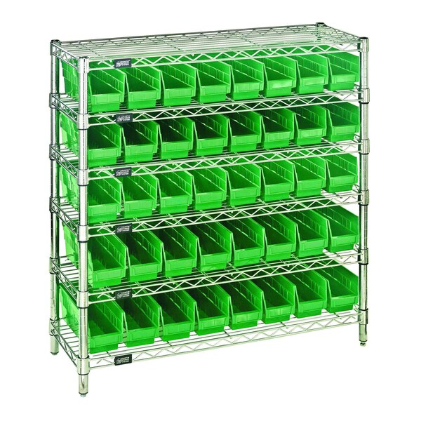 Quantum Storage Systems WIRE SHELVING UNIT W / GREEN BINS WR6-36-1236-101GN - main