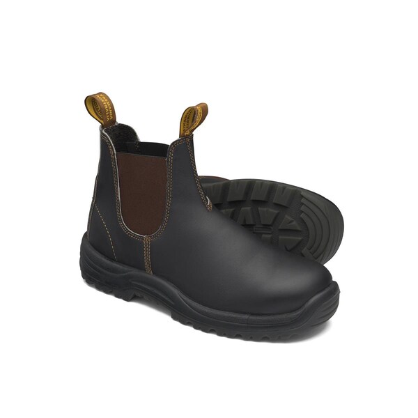 Blundstone Steel Toe Elastic Side Slip-On Boots, Kick Guard, Water Resistant, Stout Brown, Au Size 7.5, US 172-075 - main