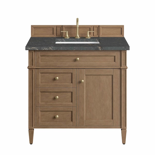 James Martin Vanities Brittany 36" Single Vanity, Pecan w/ 3 CM Parisien Bleu Silestone Top 655-V36-PCN-3PBL - main