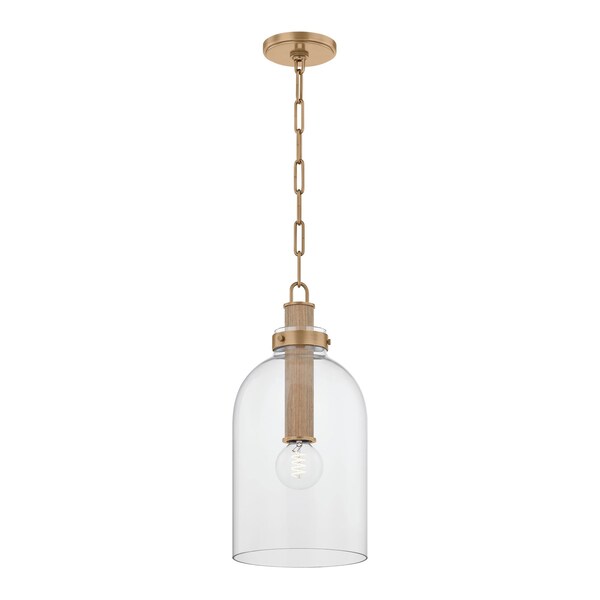 Troy Lighting Kori 9in wide 1 Light Pendant in Patina Brass F4909-PBR - main