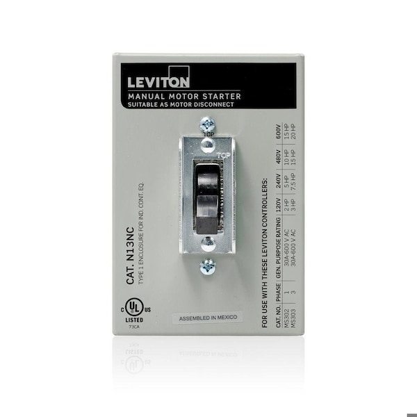 Leviton Type 1 Enclosure for 30A Motor Cont N13NC-DS - main