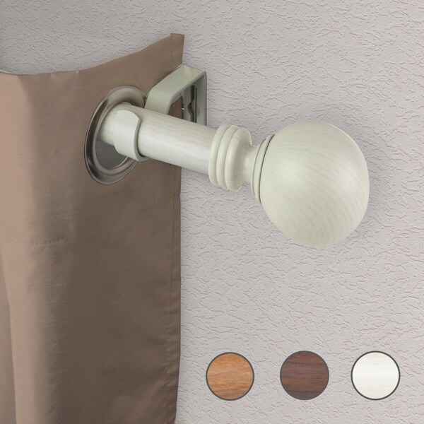 Central Design 1 in. Chloe Faux Wood Curtain Rod with 66 to 120 in. Extension, Pearl White W100-01-66W1 - main