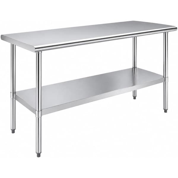 Amgood 24 in. x 60 in. All Stainless Steel Work Table, 35in. Height Commercial Prep Table with AMG WTSS-2460-Z - main