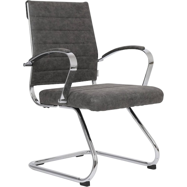 Leisuremod Benmar Modern Office Chair with Faux Leather Sled Base Task Chair & Arms BGO19CHL - main