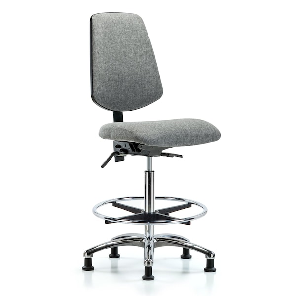 Blue Ridge Ergonomics Fab Hi Bench Chair, Med, Bk, CF, Glds, Gry, No Arms, 26" to 35-1/2" Height, Grey BR-FHBCH-MB-CR-T1-A0-CF-RG-F44 - main