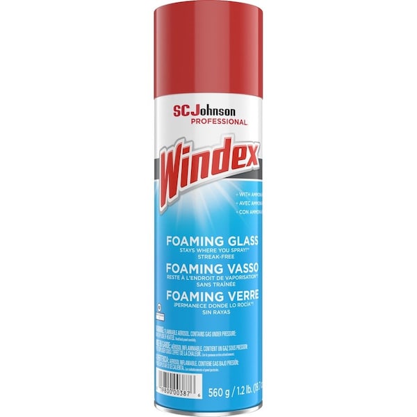 Windex Foam Glass Cleaner, Clear, Unscented, Aerosol Spray Can, 6 PK 333813 - main