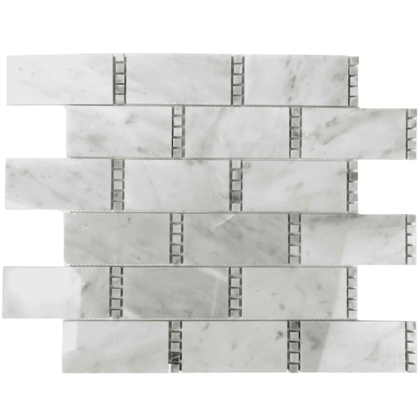 Apollo Tile 12x13 Bianco Carrara, Bardiglio Nuvolato Marble Subway Floor and Wall Tile 5.28 sqft/case, 5PK APLDC88R01A - main