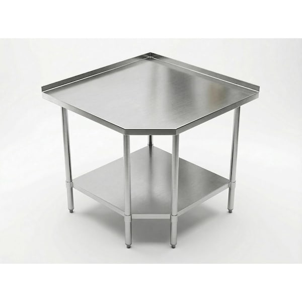 Amgood Stainless Steel Corner Work Table 38in. x 38in. x 35in. with 1.5in. Backsplash, Galvanized AMG CWT-3030-BS-Z - main