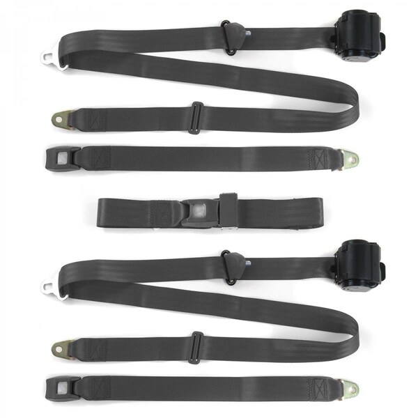 Geared2Golf Standard 3 Point Charcoal Retractable Bench Seat Belt Kit w/3 Belts for 1980-1986 F150 Ford Truck GE1556302 - main