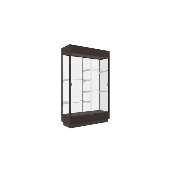 Ghent Heritage Wood Display Case, Lighted, Modern Cherry Hardwood, White Back, 76''H x 48''W x 18''D 893M-WB-M - main