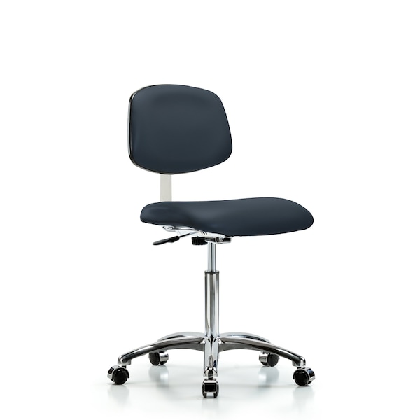 Blue Ridge Ergonomics Clean Room Chair Med Ben Chair, Vin, Chrm, Casters, Nvy, CL10, 22" to 29" Height, Vinyl, Imperial Blue BR-CLR-VMBCH-CR-NF-CC-8582 - main