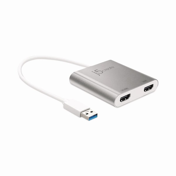 J5Create USB to HDMI Adapter, 7.87in, Silver/White JUA365 - main