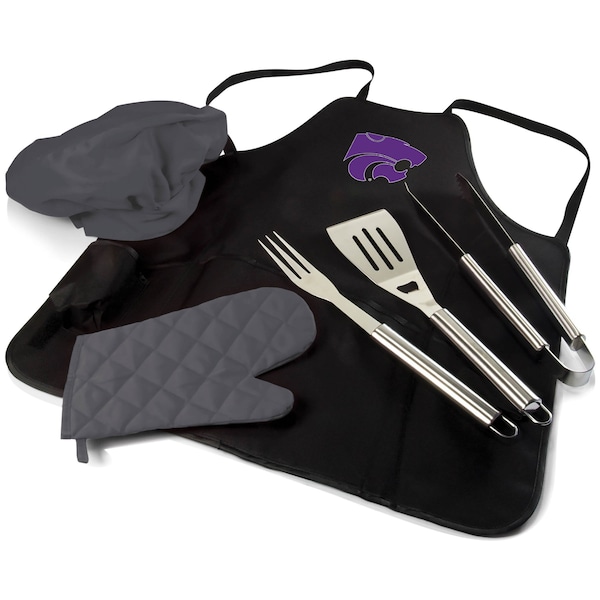 Picnic Time Family Of Brands NCAA Kansas State Wildcats BBQ Apron Tote Pro Grill Set, Heavy Duty BBQ Apron For Men 635-88-179-254-0 - main