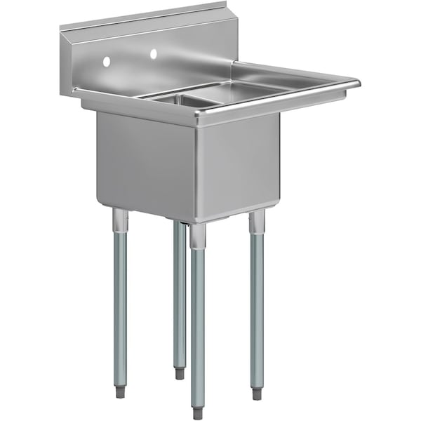 Amgood 29 in. x 22 in. Stainless Steel One Compartment Sink with 16 in. x 14 in. Bowl and 12 in. Right Drainboard AMG SINK S1C-141611-12R-NF-Z - main
