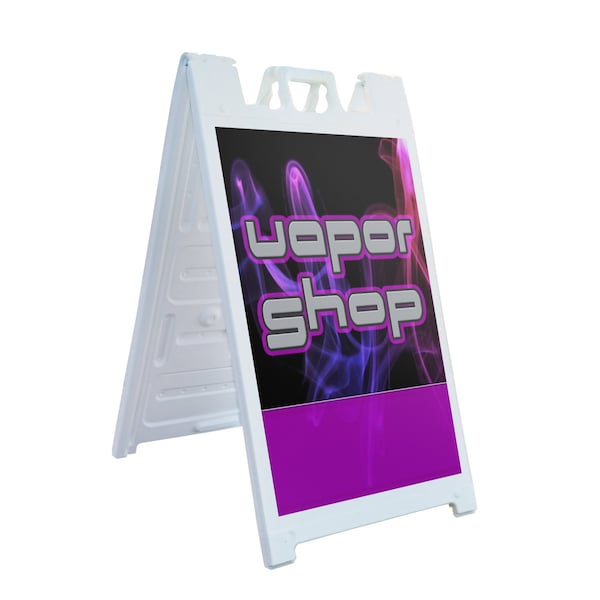 Signmission Vapor Shop, A-Frame & 2 Decals Installed, Heavy-Duty Plastic Frame SBHD-D-2436-Vapor Shop - main
