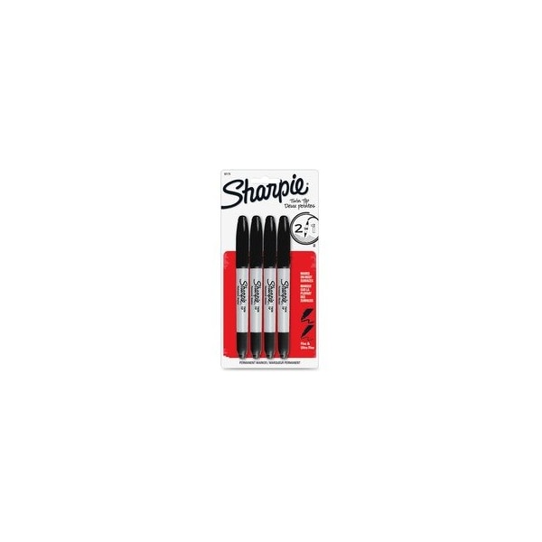 Sharpie Twin Tip Permanent Markers, Fine, Ultra Fine Marker Point, Black Ink, Alcohol Based, 4PK 32175PP - main