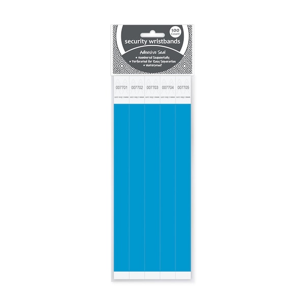 C-Line Products 3/4" x 10" Blue DuPont Tyvek Security Wristbands, 100/PK 89105 - main