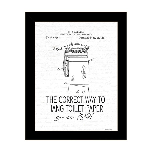 Homeroots Correct Way to Hang Toilet Paper Black Framed Print Bathroom Wall Art 530089 - main