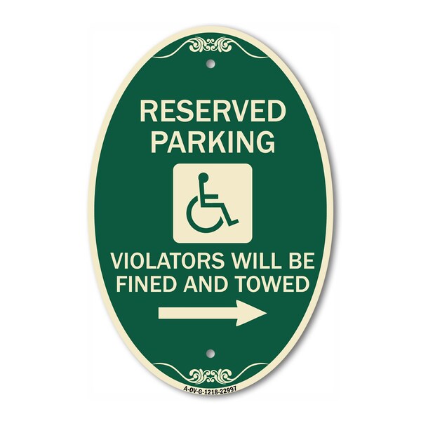 Signmission Reserved Parking Violators Will Be Fined and , 12 In X 18 In Architectural, Heavy Gauge Aluminum A-OV-G-1218-22997 - main
