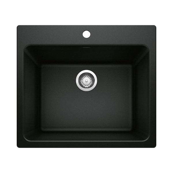 Blanco Liven SILGRANIT 25in Single Bowl Dual Mount Laundry Sink - Coal Black 442924 - main