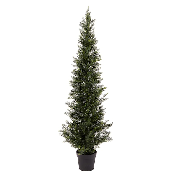 Pure Garden 5-Foot-Tall Artificial Cedar Topiary Trees Potted Indoor Outdoor UV Protection Plastic Tree in Pot 50-LG1110 - main