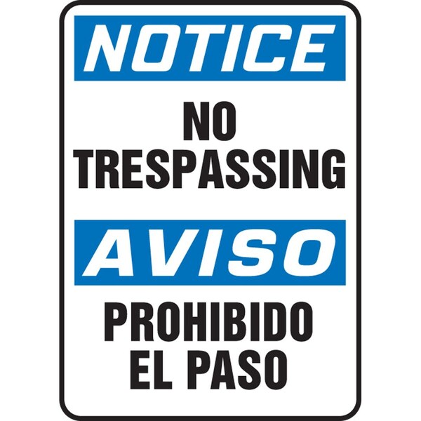 Accuform NO TRESPASSING, Adhesive Dura-Poly, 14 in x 10 in, Adhesive SBMATR806XV - main