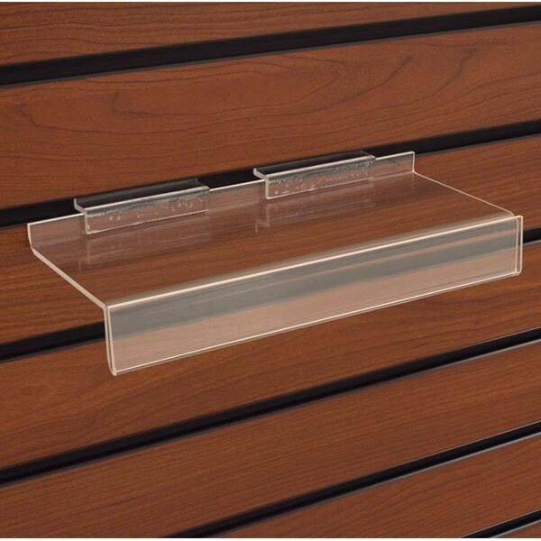 Specialty Store Services Acrylic Slatwall Shelf, 9 3/4 In. W X 4 In. D With 1 In. Sign Holder 4860s - main