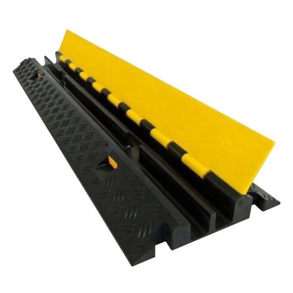 Electriduct Cable Protector, 1-7/8 in H, 40 in L, 10 in W, 2 Channel, Rubber, Black, Yellow CP-RPS-212-YL - main