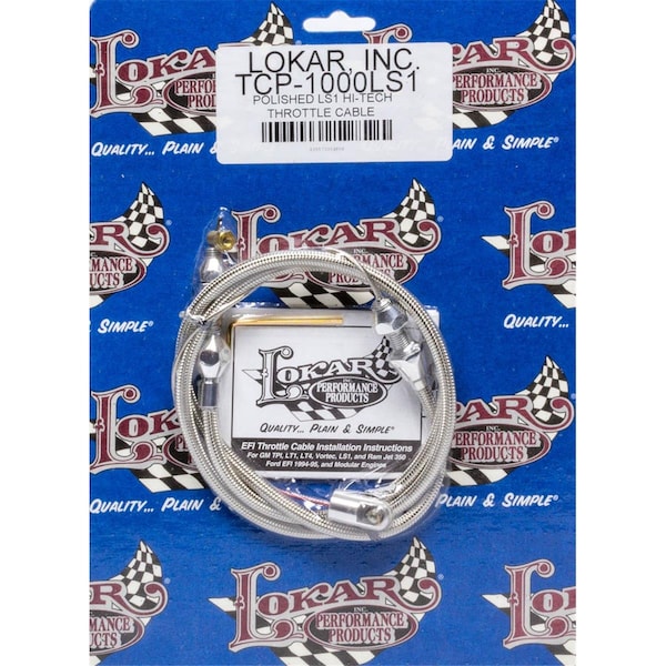 Lokar TCP-1000LS1 Hi-Tech Throttle Cable for GM LS1 Engine - Polished LOKTCP-1000LS1 - main