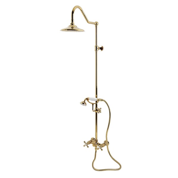 Kingston Brass Wall Mount Rain Drop Shower System with Hand Shower, Polished Brass CCK3662AX - main