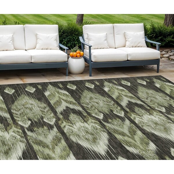 Homeroots 8' X 10' Olive Green And Artichoke Green Southwestern Washable Indoor Outdoor Area Rug 587821 - main