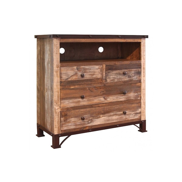Homeroots 43" Brown Solid Wood Four Drawer Chest 524576 - main
