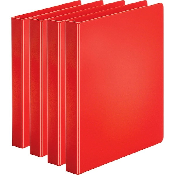 Business Source 1" Basic Binder, 225 Sheet Capacity, Round Ring, Red, 4ct BSN28550BD - main