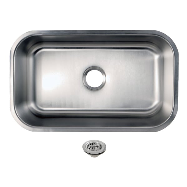 Kingston Brass 30-Inch Stainless Steel Single Bowl Undermount Kitchen Sink with Strainer KGKUS30181 - main