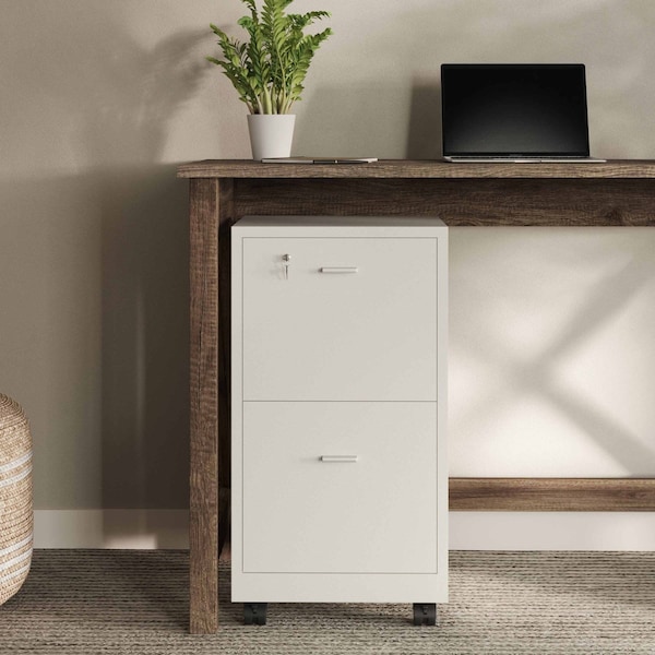 Lavish Home File Cabinet 2-Drawer Cabinet with Lock and Deep Drawer Storage Rolling Filing Organizer, White 80-FC-3-WHT - main
