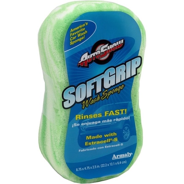 Acme Autoshow Soft-Grip Sponge, 8-3/4 in L, 4-3/4 in W, 2-7/8 in Thick, Polyester, Assorted 11802 - main