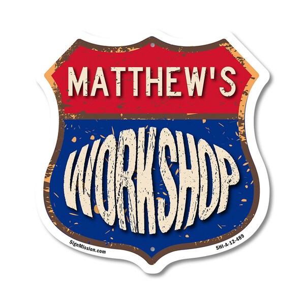Signmission Matthew's Workshop, 12 Inch X 12 Inch, Aluminum Metal Sign SHI-A-12-489-MATTHEW - main