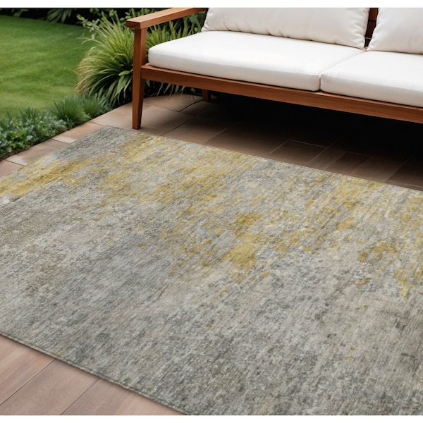 Homeroots 9' X 12' Gray Abstract Washable Indoor Outdoor Area Rug 608829 - main
