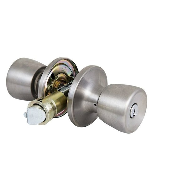 Prosource Mobile Home Entry Knob, Brass, Stainless Steel T-5764SS-ET - main